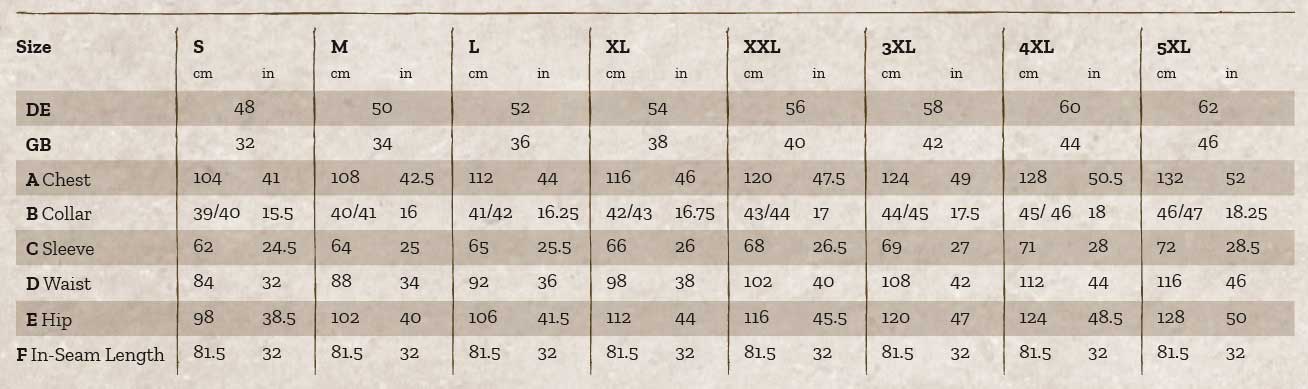 11 Degrees  Size Guide